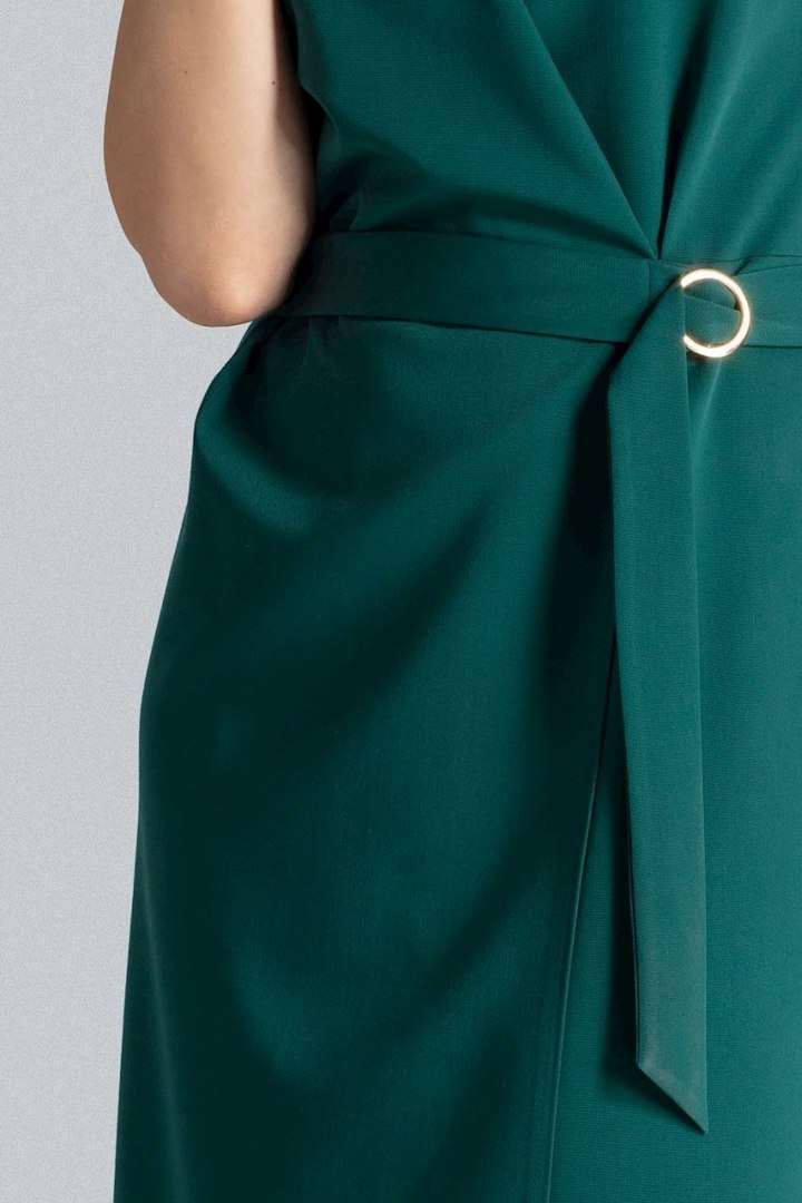 Sukienka ołówkowa midi bez rękawów kopertowa góra zielona L037