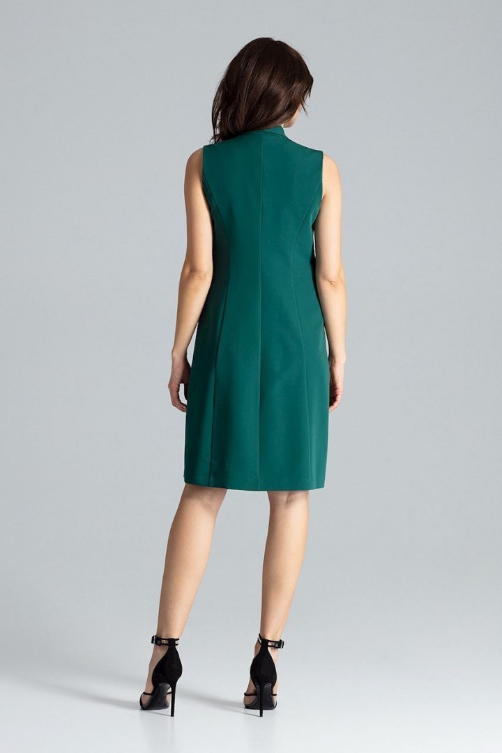 Sukienka midi bez rękawów z zapięciem dwurzędowym zielona L044