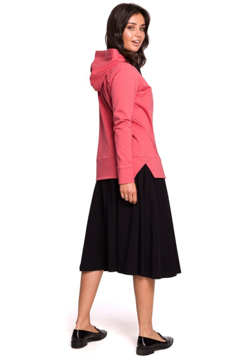 Bluza damska dresowa z kapturem z troczkami dzianina koralowa B123 Bluza damska dresowa z kapturem z troczkami dzianina koralowa B123