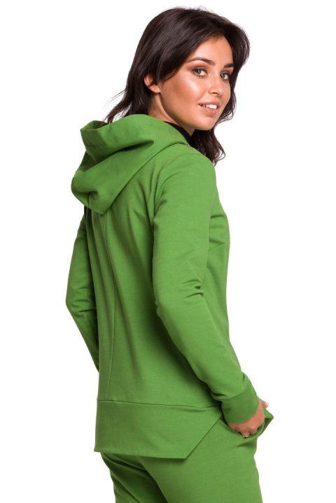 Bluza damska dresowa z kapturem z troczkami dzianina limonkowa B123 Bluza damska dresowa z kapturem z troczkami dzianina limonkowa B123