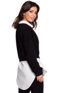 Krótka bluza damska z opadającym dekoltem czarna B125