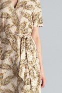 Sukienka midi z krótkim rękawem wiązana w pasie wzór 106 M669