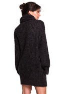 Długi sweter damski gruby oversize z golfem antracytowy BK030