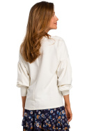 Bluzka damska z długim bufiastym rękawem luźna dzianina waniliowa S176