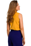 Bluzka damska bez rękawów zapinana na guziki gładka żółta S172