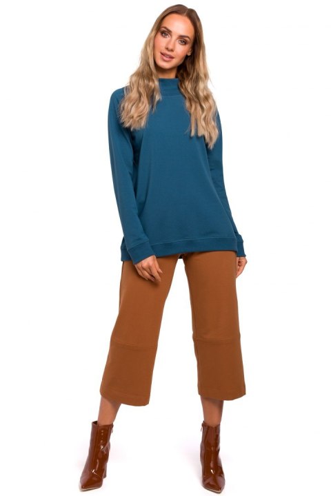 Bluza damska dzianinowa oversize ze ściągaczem morska me443 Bluza damska dzianinowa oversize ze ściągaczem morska me443