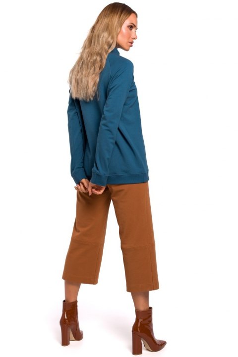Bluza damska dzianinowa oversize ze ściągaczem morska me443 Bluza damska dzianinowa oversize ze ściągaczem morska me443