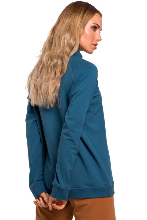 Bluza damska dzianinowa oversize ze ściągaczem morska me443 Bluza damska dzianinowa oversize ze ściągaczem morska me443
