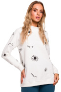 Bluza damska oversize z nadrukiem ecru me442