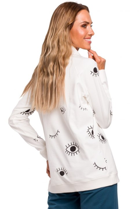 Bluza damska oversize z nadrukiem ecru me442 Bluza damska oversize z nadrukiem ecru me442