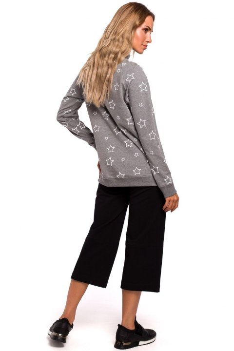 Bluza damska oversize z nadrukiem szara me442 Bluza damska oversize z nadrukiem szara me442