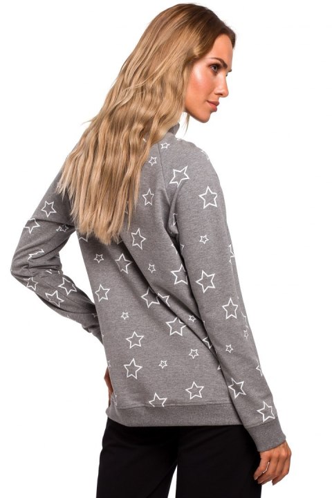 Bluza damska oversize z nadrukiem szara me442 Bluza damska oversize z nadrukiem szara me442