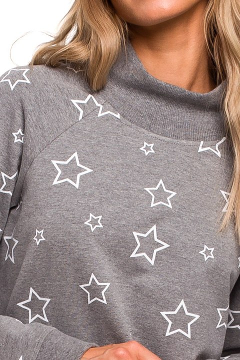 Bluza damska oversize z nadrukiem szara me442 Bluza damska oversize z nadrukiem szara me442