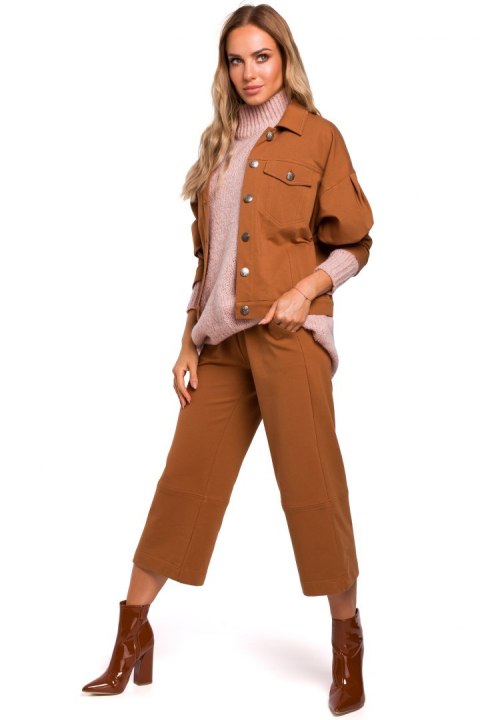 Kurtka damska oversize z dzianiny dresowej karmelowa me452 Kurtka damska oversize z dzianiny dresowej karmelowa me452