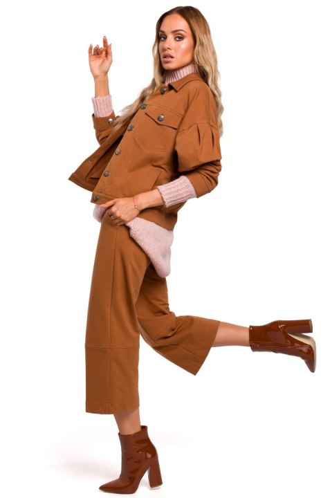 Kurtka damska oversize z dzianiny dresowej karmelowa me452 Kurtka damska oversize z dzianiny dresowej karmelowa me452