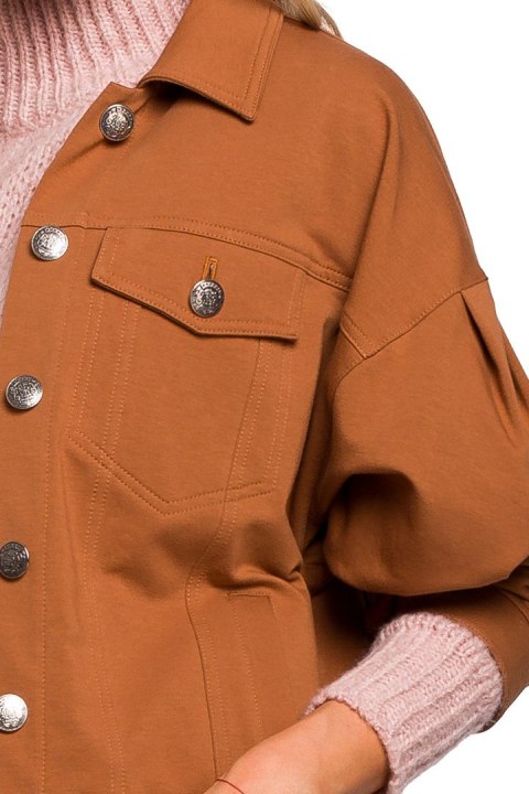 Kurtka damska oversize z dzianiny dresowej karmelowa me452 Kurtka damska oversize z dzianiny dresowej karmelowa me452