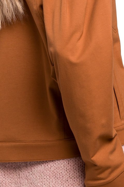 Kurtka damska oversize z dzianiny dresowej karmelowa me452 Kurtka damska oversize z dzianiny dresowej karmelowa me452