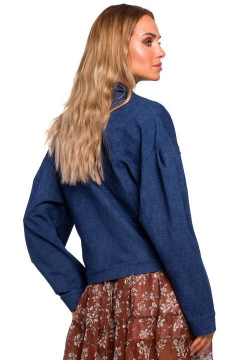 Kurtka damska oversize z dzianiny dresowej niebieska me452 Kurtka damska oversize z dzianiny dresowej niebieska me452