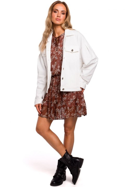 Kurtka damska oversize z dzianiny dresowej ecru me452 Kurtka damska oversize z dzianiny dresowej ecru me452