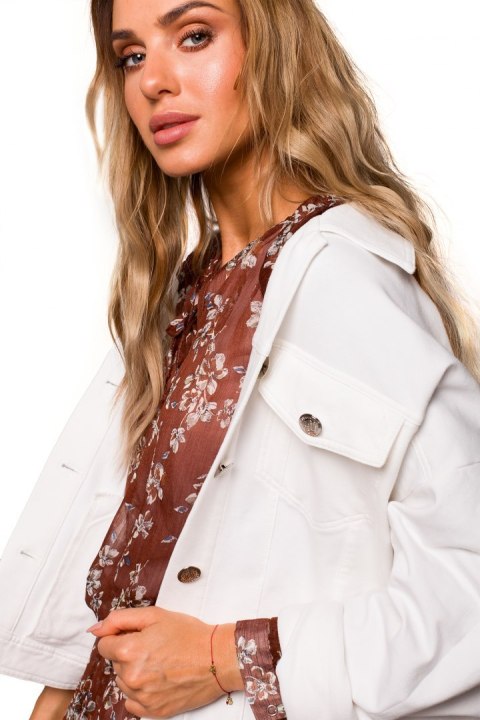 Kurtka damska oversize z dzianiny dresowej ecru me452 Kurtka damska oversize z dzianiny dresowej ecru me452