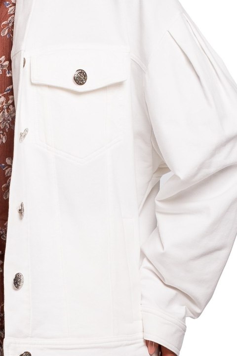 Kurtka damska oversize z dzianiny dresowej ecru me452 Kurtka damska oversize z dzianiny dresowej ecru me452