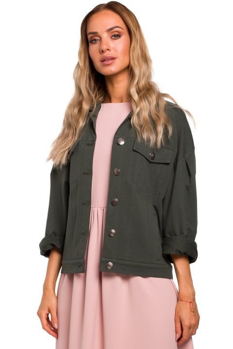 Kurtka damska oversize z dzianiny dresowej zielona me452 Kurtka damska oversize z dzianiny dresowej zielona me452
