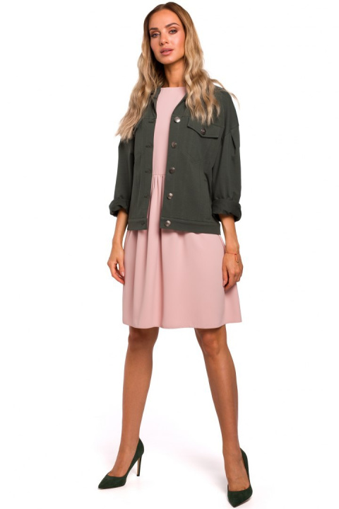 Kurtka damska oversize z dzianiny dresowej zielona me452 Kurtka damska oversize z dzianiny dresowej zielona me452