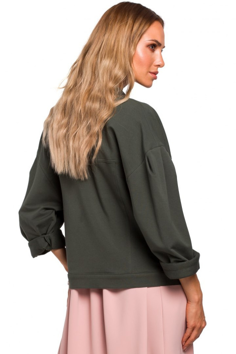 Kurtka damska oversize z dzianiny dresowej zielona me452 Kurtka damska oversize z dzianiny dresowej zielona me452