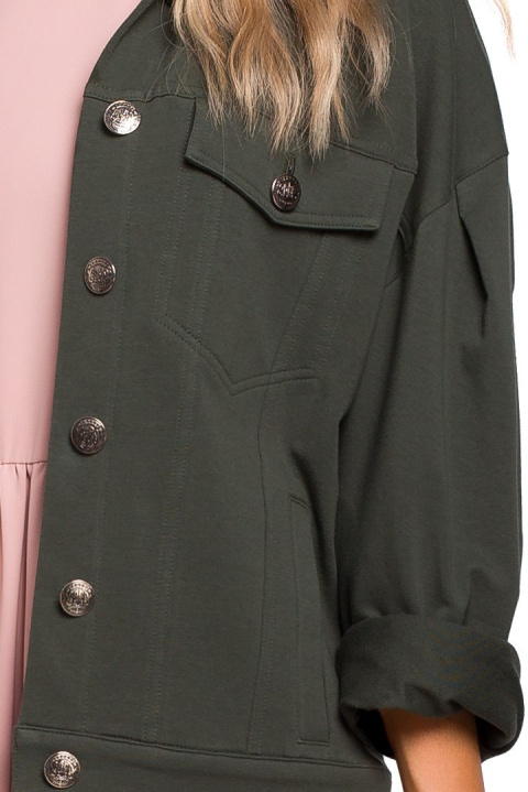 Kurtka damska oversize z dzianiny dresowej zielona me452 Kurtka damska oversize z dzianiny dresowej zielona me452