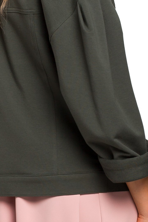 Kurtka damska oversize z dzianiny dresowej zielona me452 Kurtka damska oversize z dzianiny dresowej zielona me452