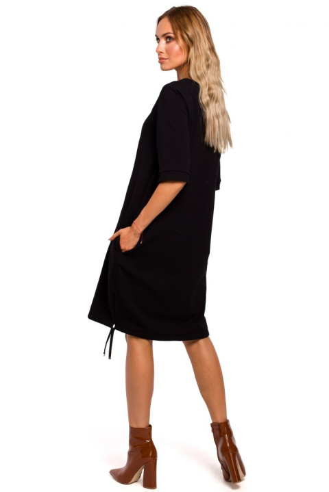 Sukienka bombka midi oversize z krótkim rękawem czarna me451 Sukienka bombka midi oversize z krótkim rękawem czarna me451