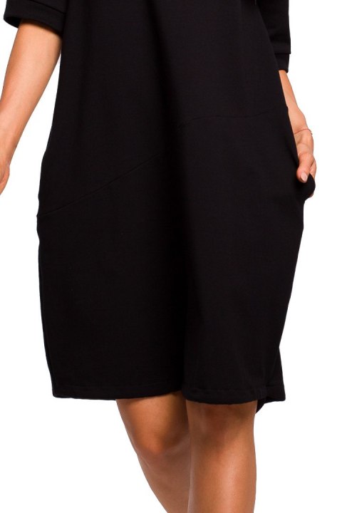 Sukienka bombka midi oversize z krótkim rękawem czarna me451 Sukienka bombka midi oversize z krótkim rękawem czarna me451
