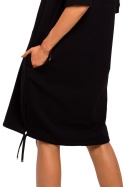 Sukienka bombka midi oversize z krótkim rękawem czarna me451