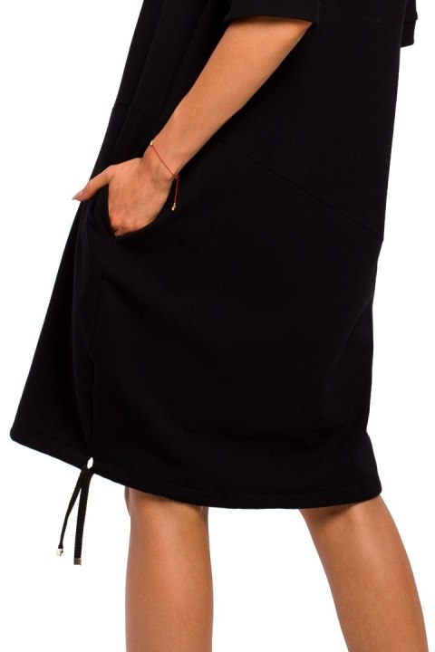 Sukienka bombka midi oversize z krótkim rękawem czarna me451 Sukienka bombka midi oversize z krótkim rękawem czarna me451