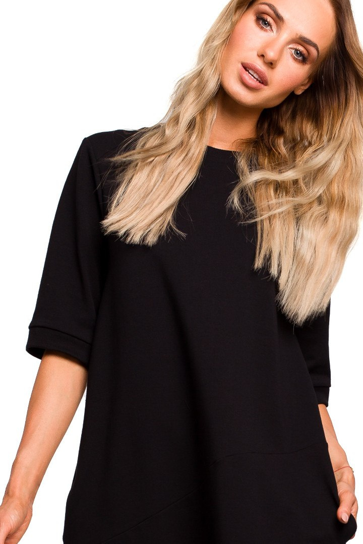 Sukienka bombka midi oversize z krótkim rękawem czarna me451 Sukienka bombka midi oversize z krótkim rękawem czarna me451