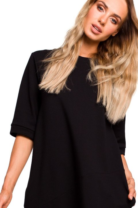 Sukienka bombka midi oversize z krótkim rękawem czarna me451 Sukienka bombka midi oversize z krótkim rękawem czarna me451