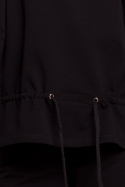 Bluza damska dresowa z kapturem i wiązaniem w talii czarna me449