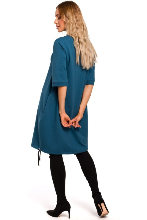 Sukienka bombka midi oversize z krótkim rękawem morska me451 Sukienka bombka midi oversize z krótkim rękawem morska me451
