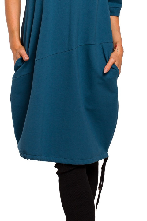 Sukienka bombka midi oversize z krótkim rękawem morska me451 Sukienka bombka midi oversize z krótkim rękawem morska me451
