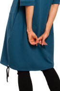 Sukienka bombka midi oversize z krótkim rękawem morska me451