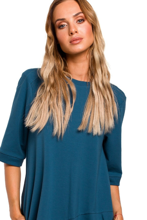 Sukienka bombka midi oversize z krótkim rękawem morska me451 Sukienka bombka midi oversize z krótkim rękawem morska me451