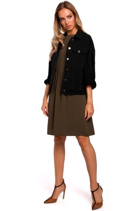 Kurtka damska oversize z dzianiny dresowej czarna me452 Kurtka damska oversize z dzianiny dresowej czarna me452