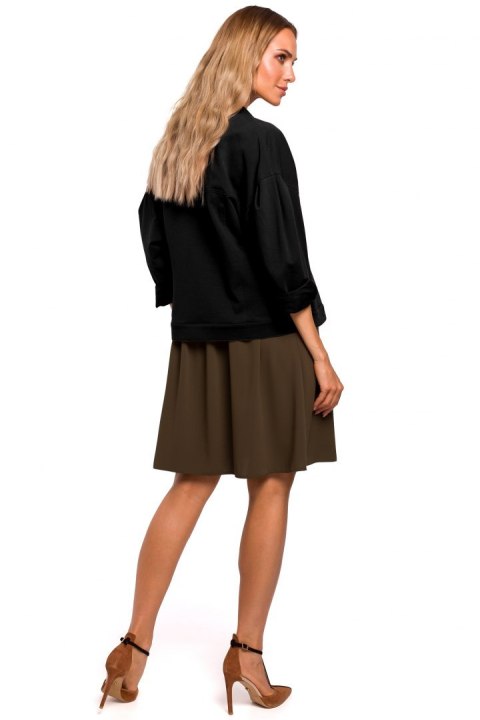 Kurtka damska oversize z dzianiny dresowej czarna me452 Kurtka damska oversize z dzianiny dresowej czarna me452