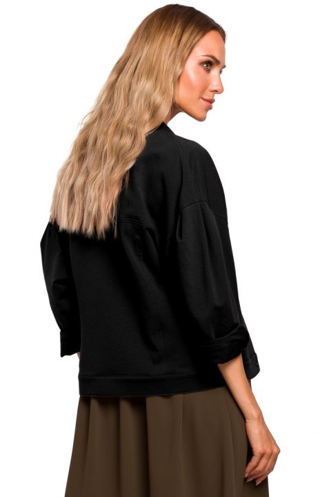 Kurtka damska oversize z dzianiny dresowej czarna me452 Kurtka damska oversize z dzianiny dresowej czarna me452