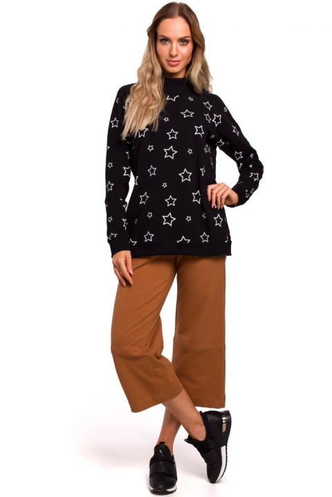 Bluza damska oversize z nadrukiem czarna me442 Bluza damska oversize z nadrukiem czarna me442
