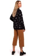 Bluza damska oversize z nadrukiem czarna me442