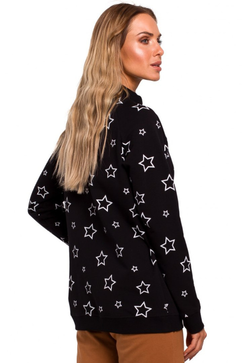 Bluza damska oversize z nadrukiem czarna me442 Bluza damska oversize z nadrukiem czarna me442
