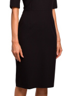 Elegancka sukienka ołówkowa midi krótki rękaw dekolt V czarna me455