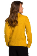 Sweter damski krótki ze ściągaczem luźny splot miodowy S185