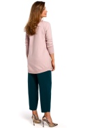 Długi sweter damski gładki z półgolfem i ściągaczem różowy S184